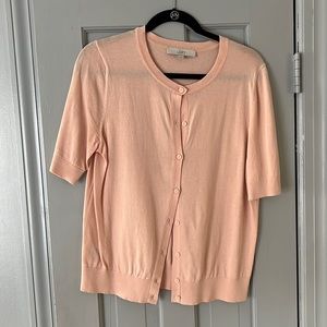 Loft - short sleeve cardigan - pink- medium